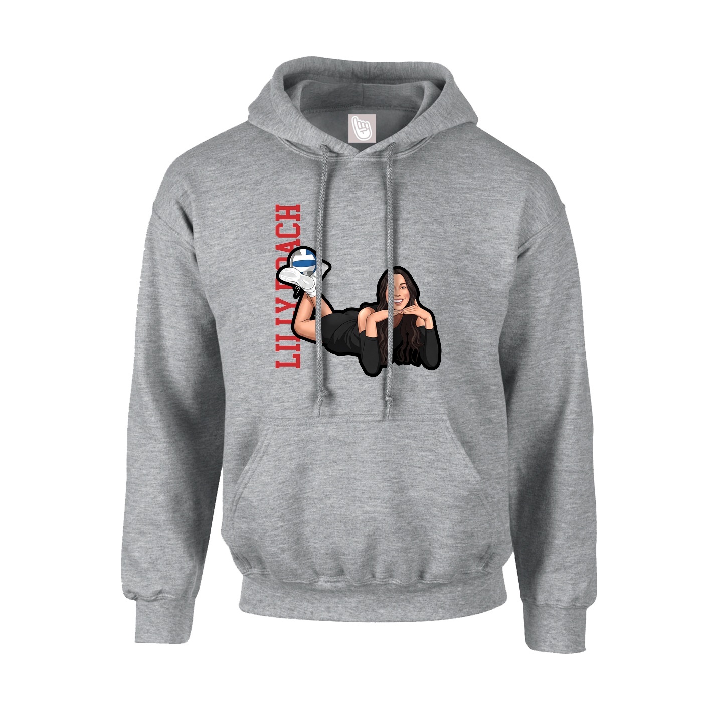 Hoodie — Name Vertical in Grey