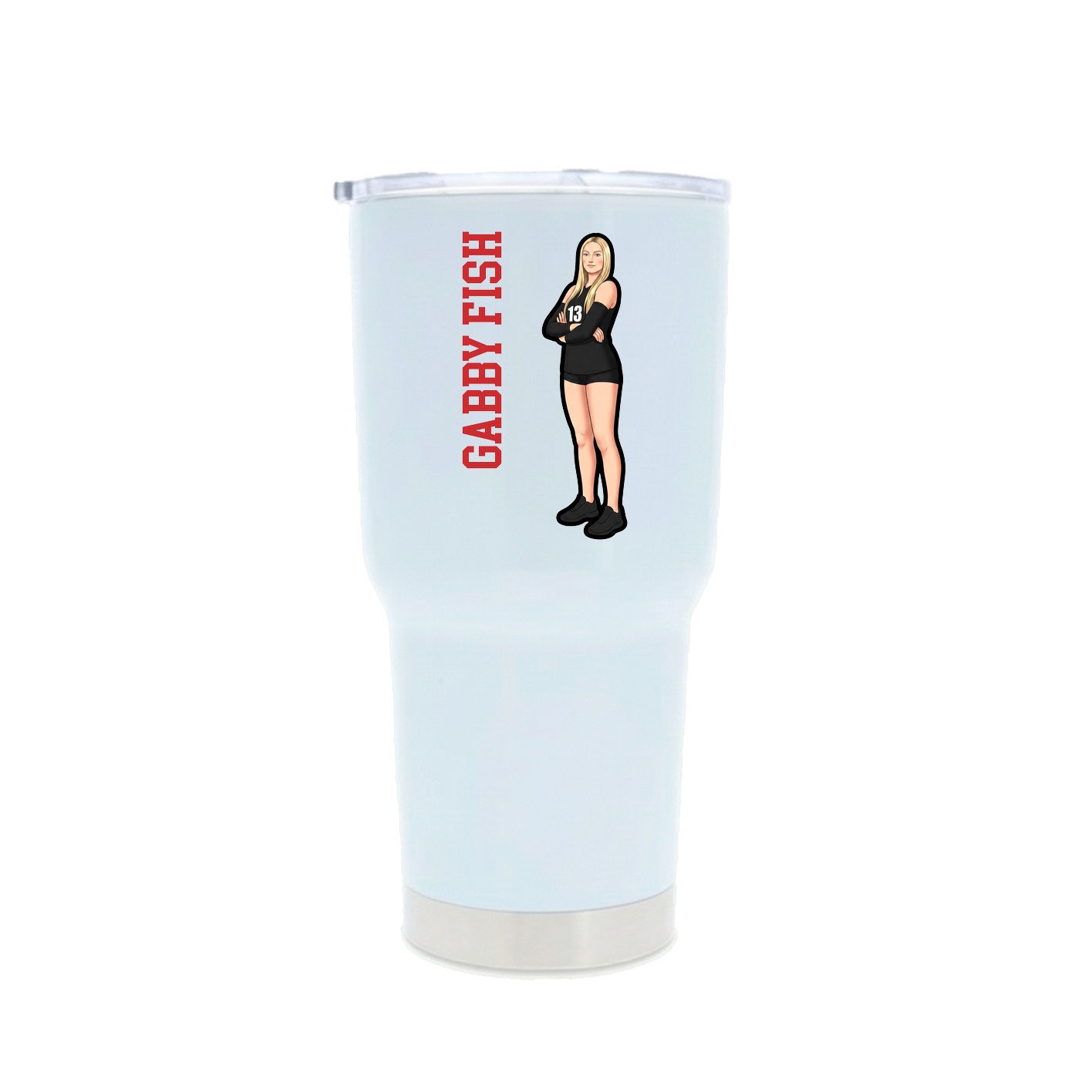 30oz Stainless Steel Tumbler — Name Vertical in White