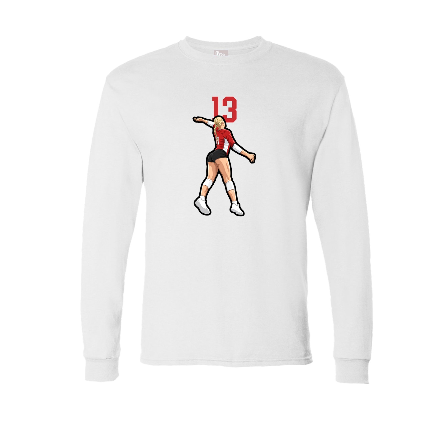 Long Sleeve Tee — Number Top in White