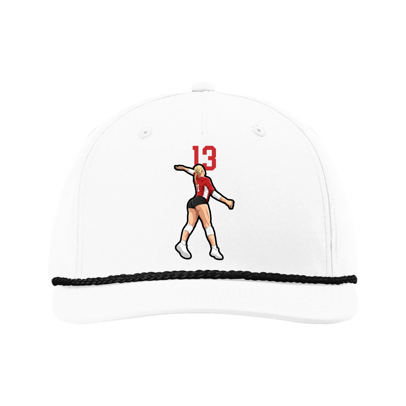Five-Panel Classic Rope Cap — Number Top in White