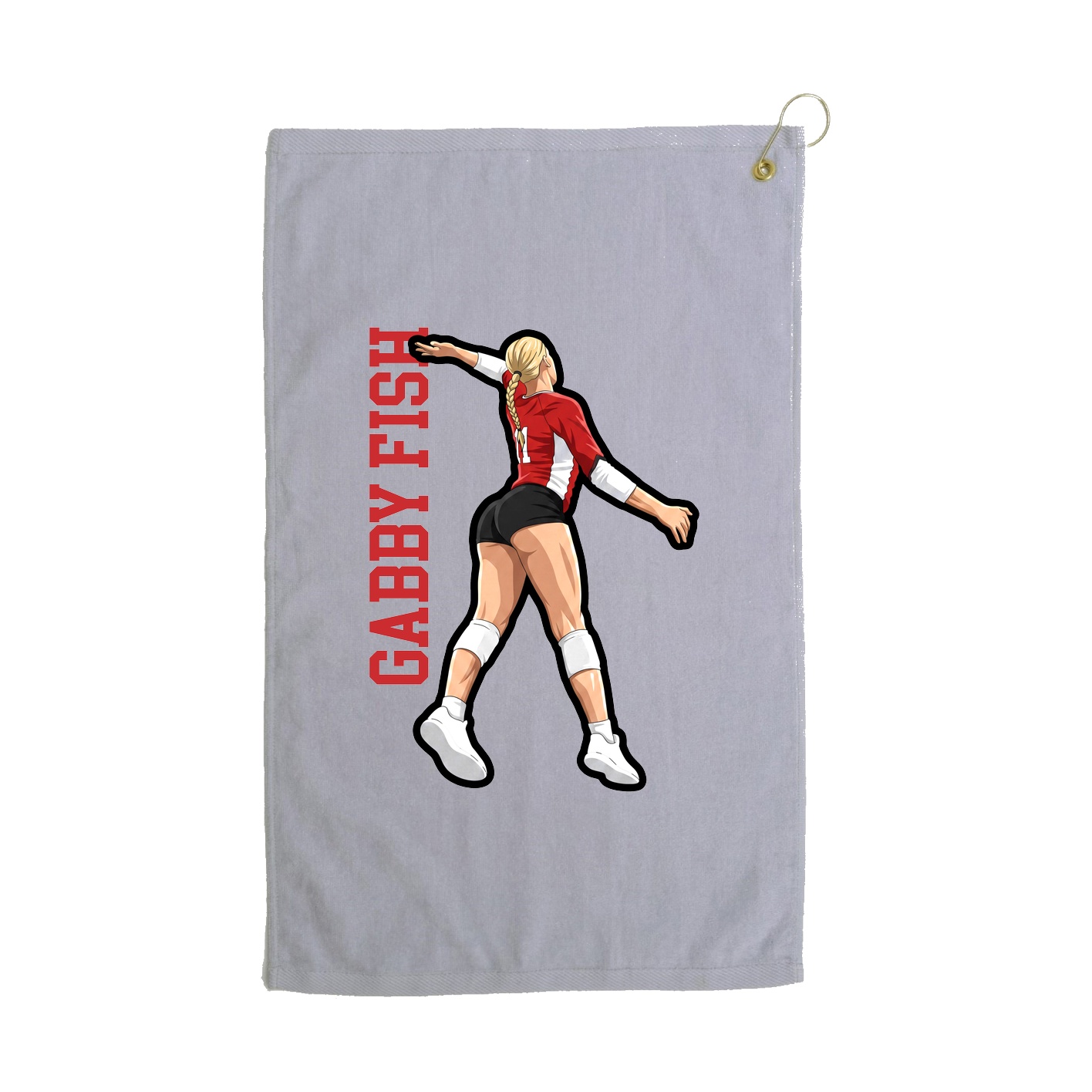 Golf Towel — Name Vertical in Grey