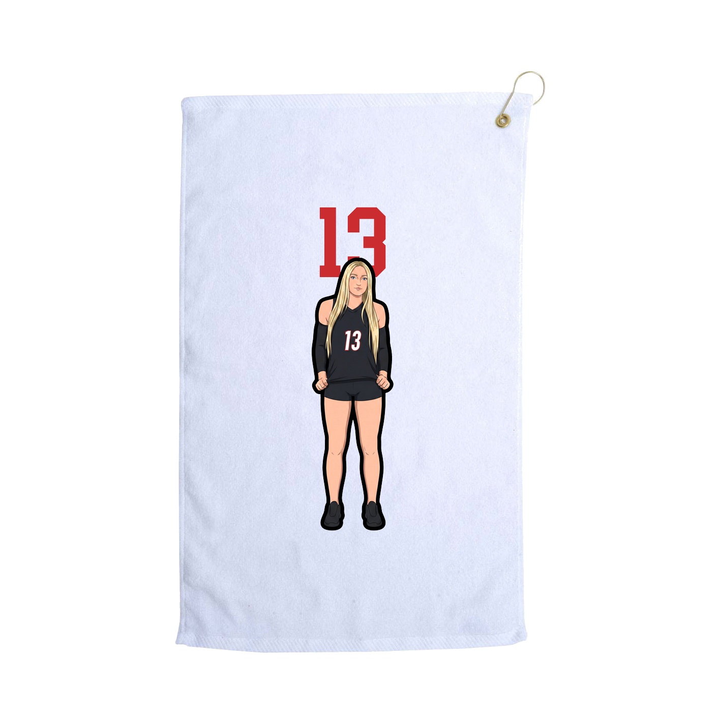 Golf Towel — Number Top in White