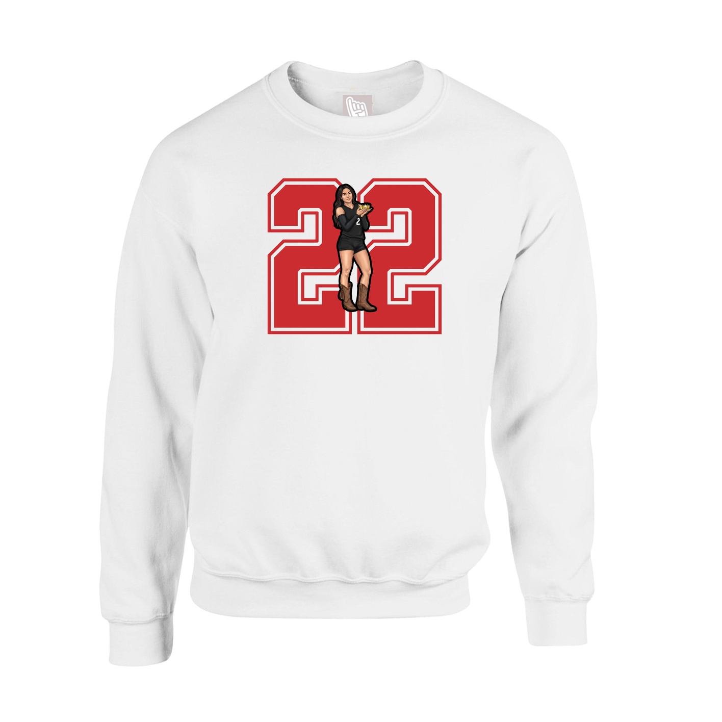 Fleece Crew — Number in White