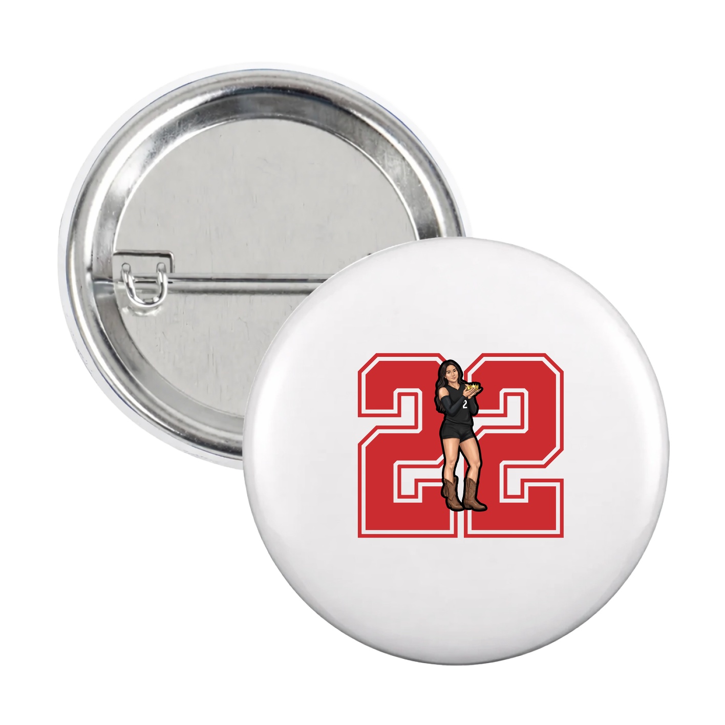 Game Day Button — Number in White