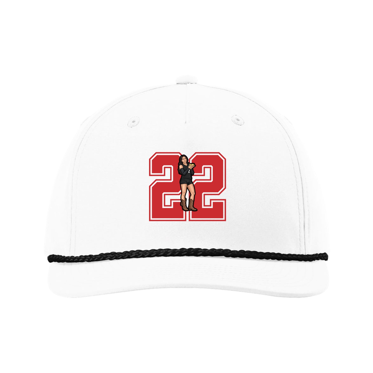 Five-Panel Classic Rope Cap — Number in White