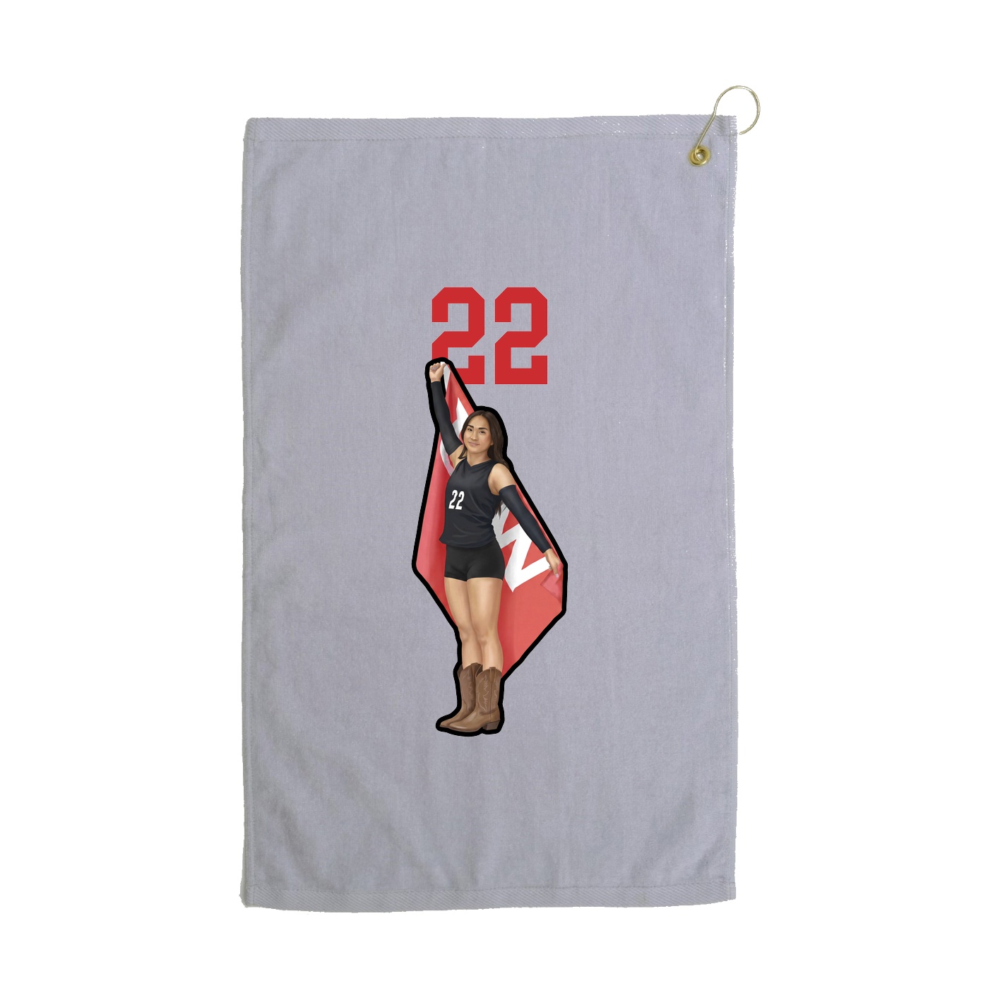 Golf Towel — Number Top in Grey
