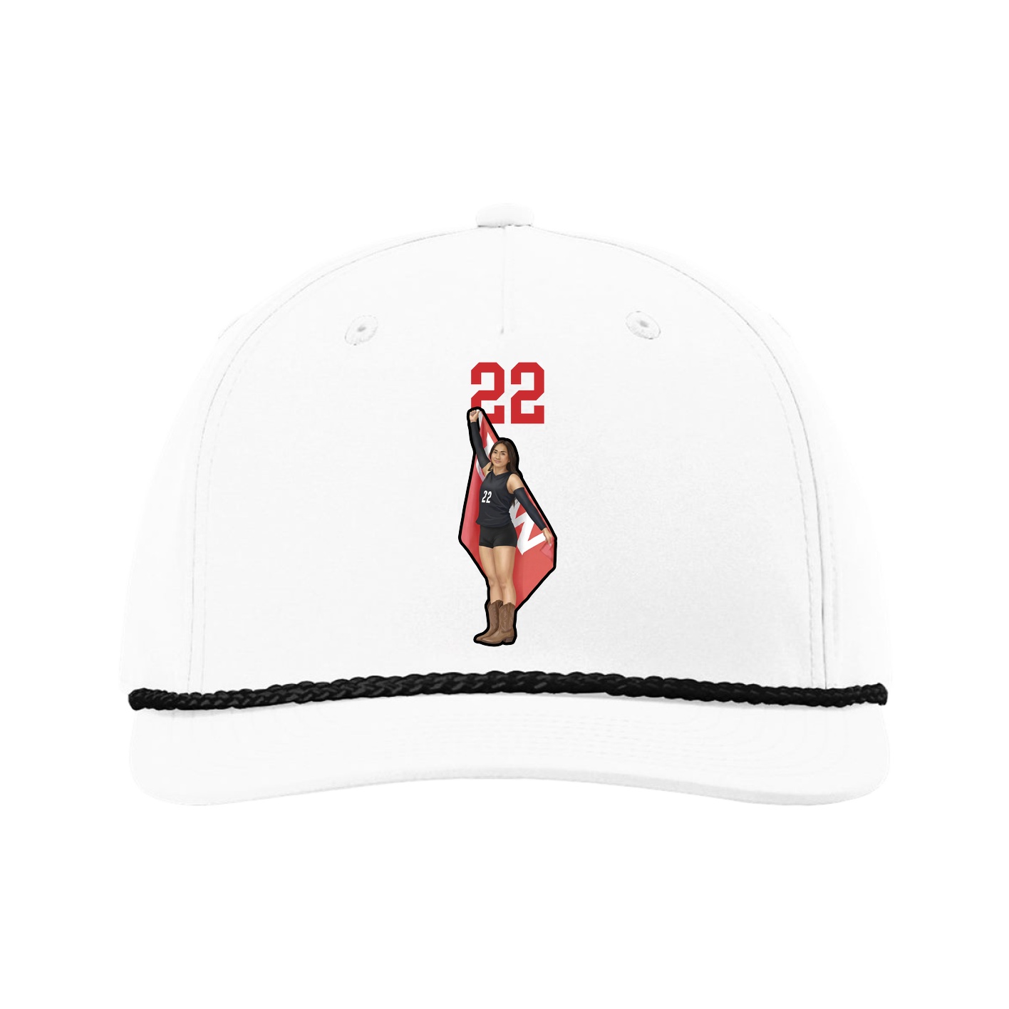 Five-Panel Classic Rope Cap — Number Top in White