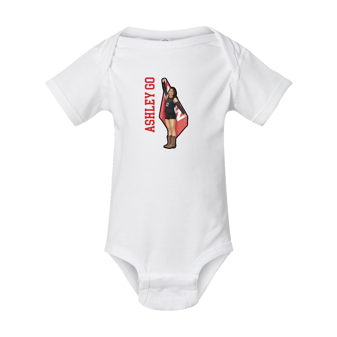 Baby Onesie — Name Vertical in White