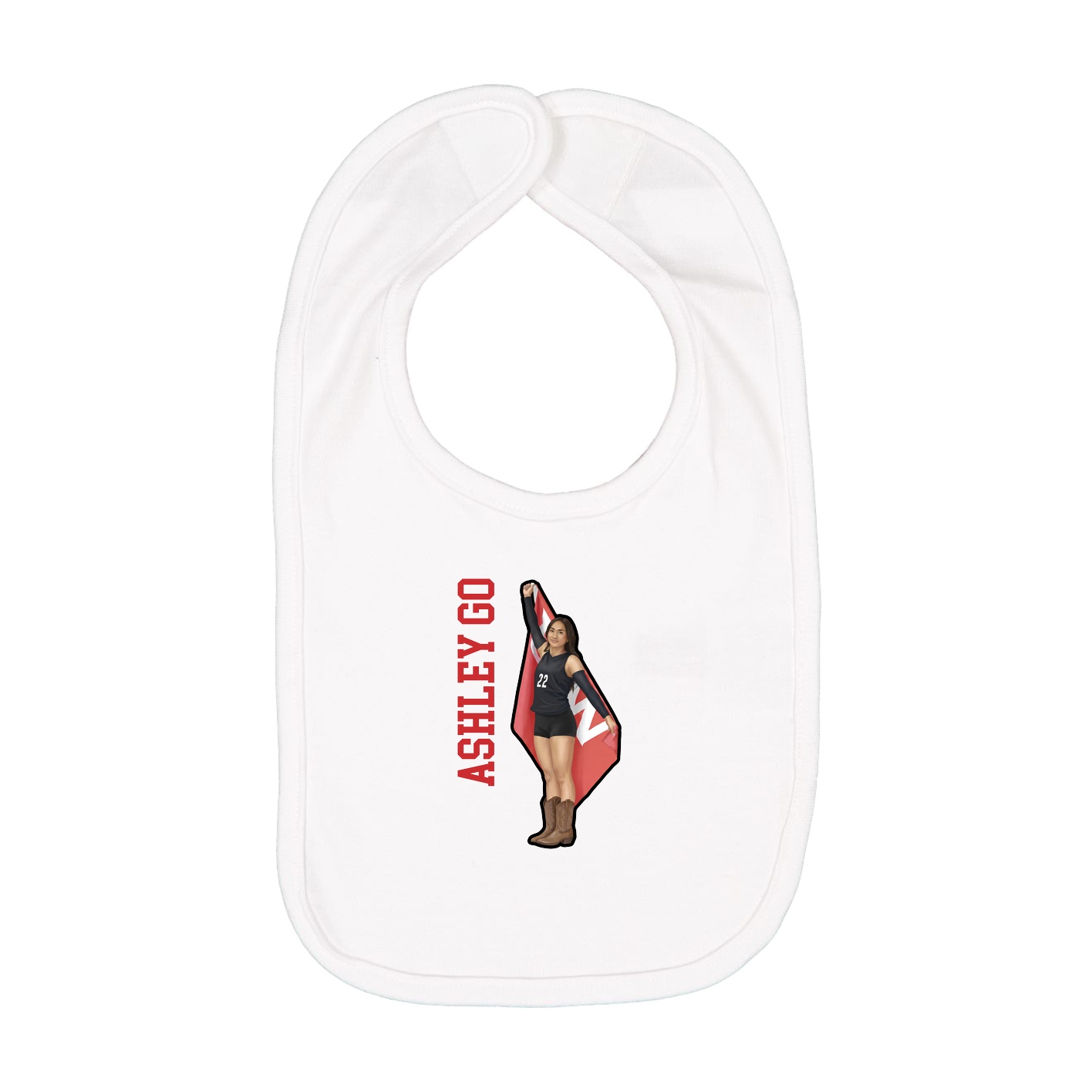 Infant Bib — Name Vertical in White