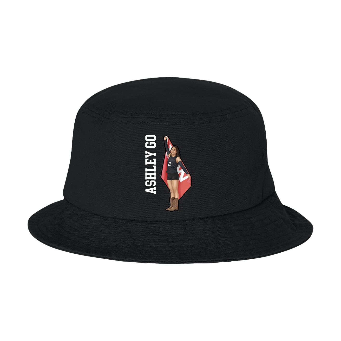 Bucket Cap — Name Vertical in Black