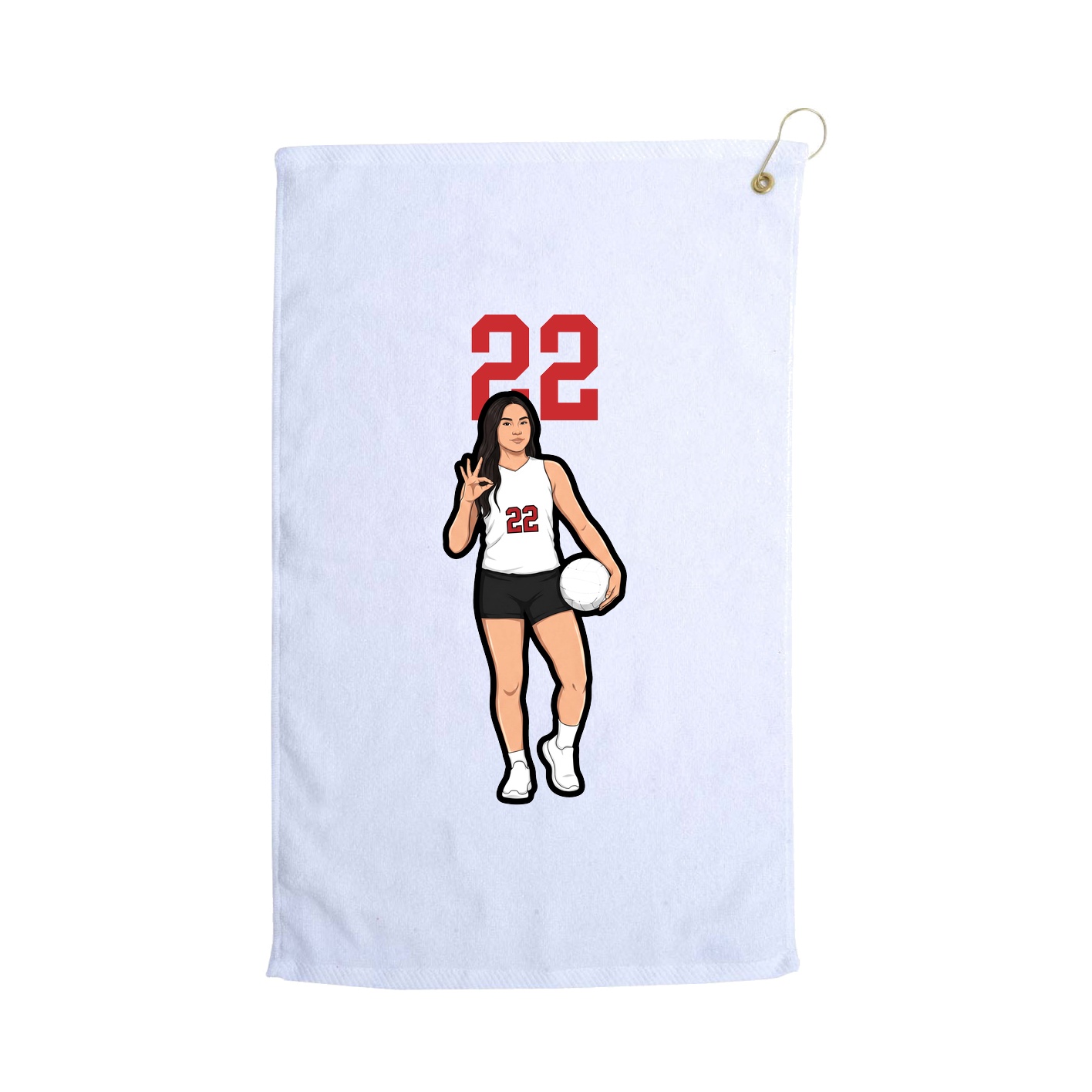 Golf Towel — Number Top in White