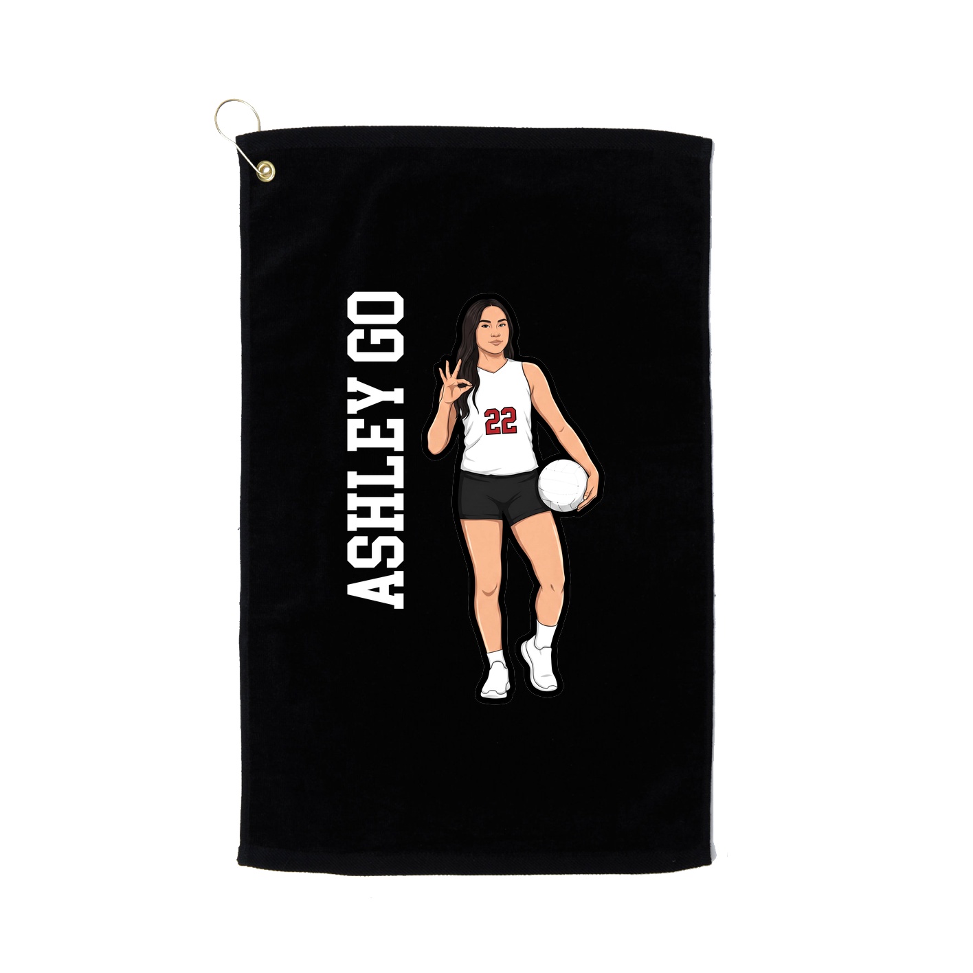 Golf Towel — Name Vertical in Black