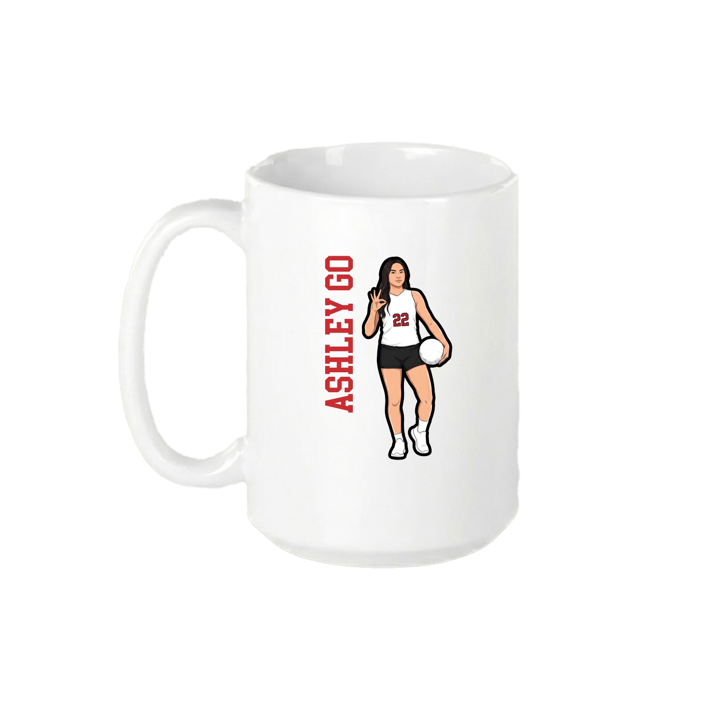 15oz Coffee Mug — Name Vertical in White