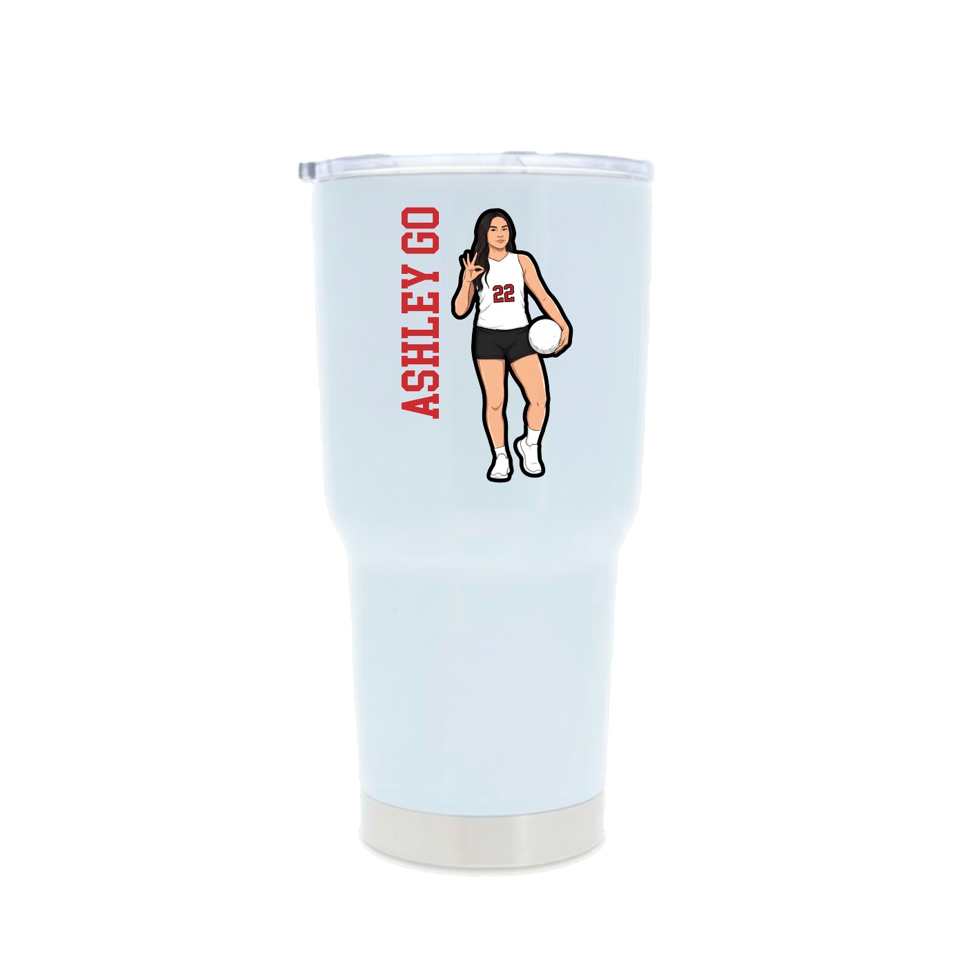 30oz Stainless Steel Tumbler — Name Vertical in White