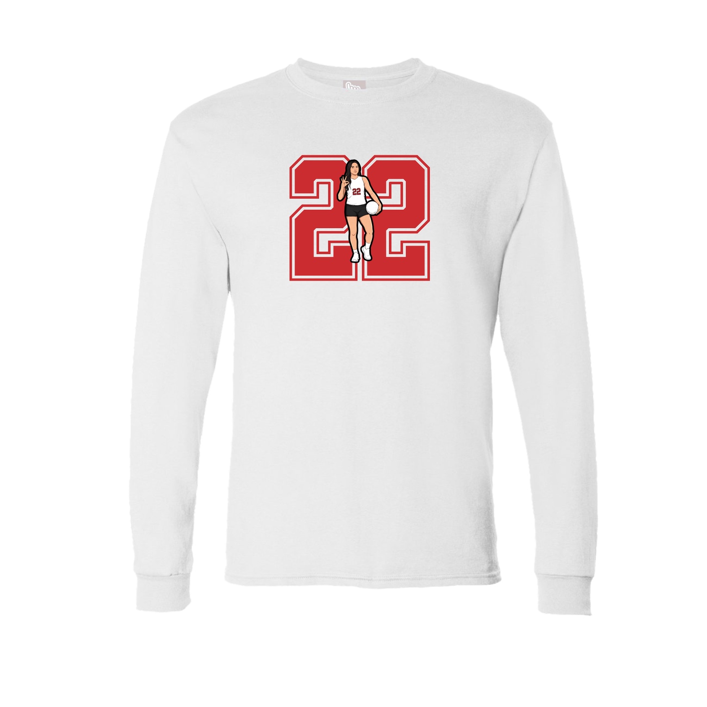 Long Sleeve Tee — Number in White