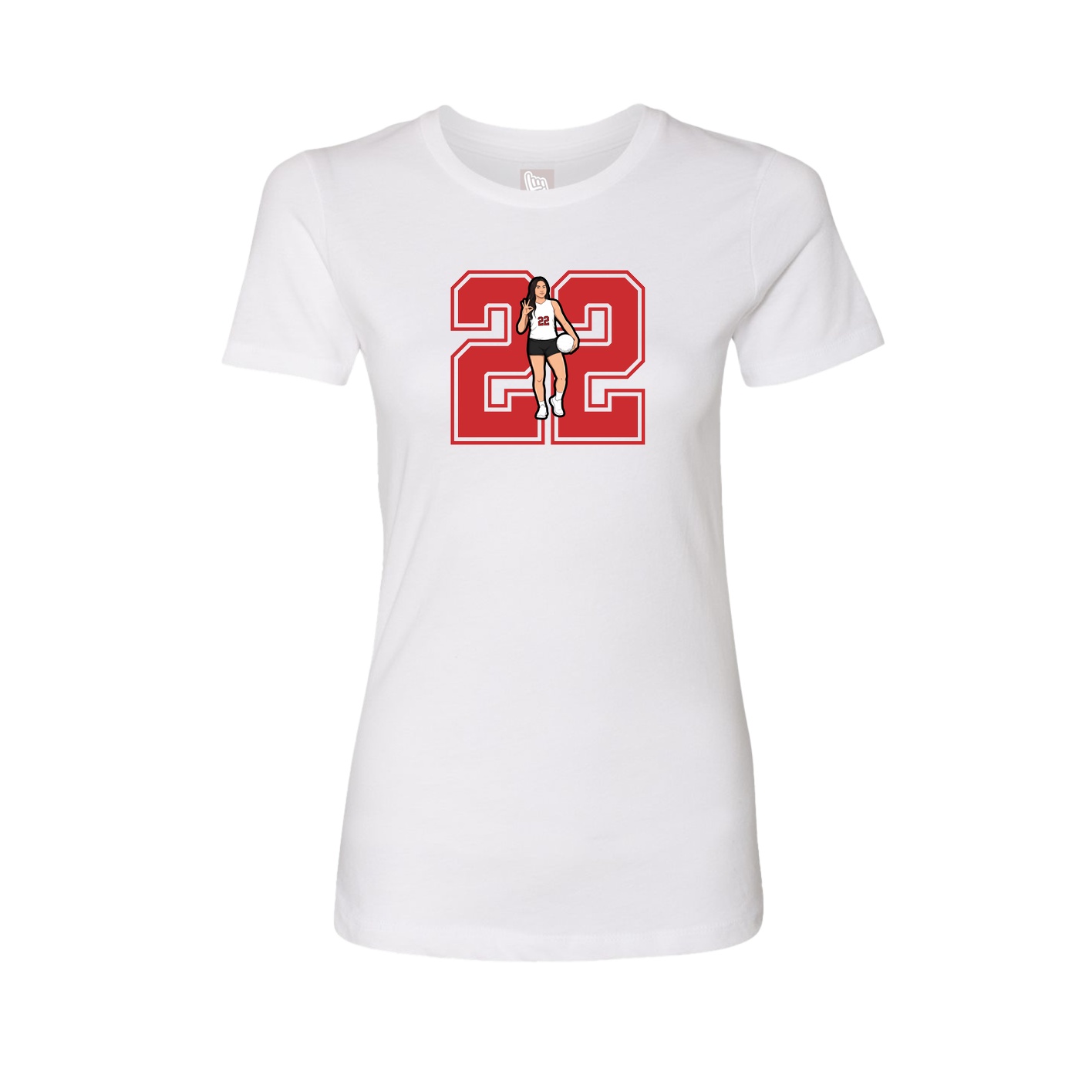Fitted Women's Tee — Number in White