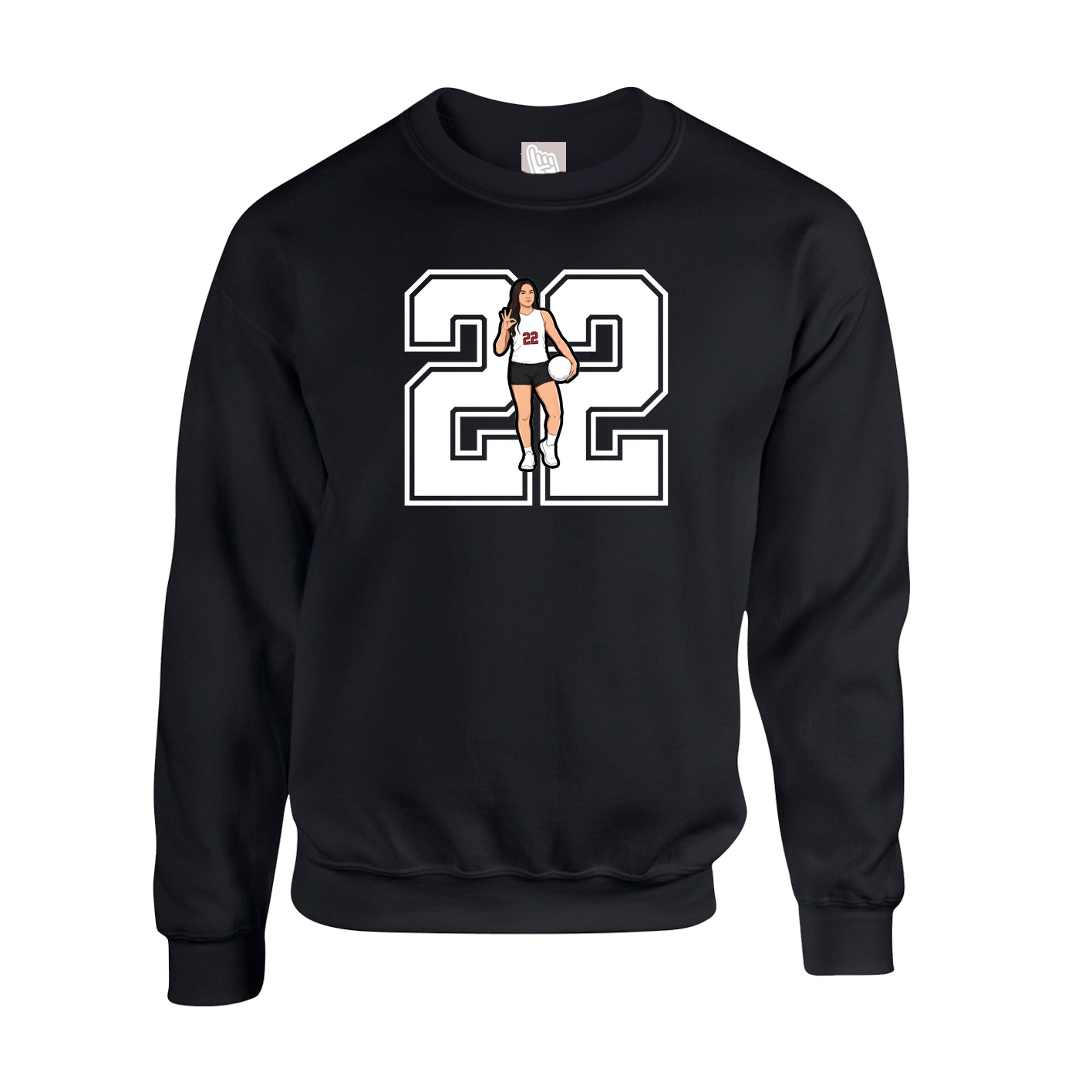 Fleece Crew — Number in Black