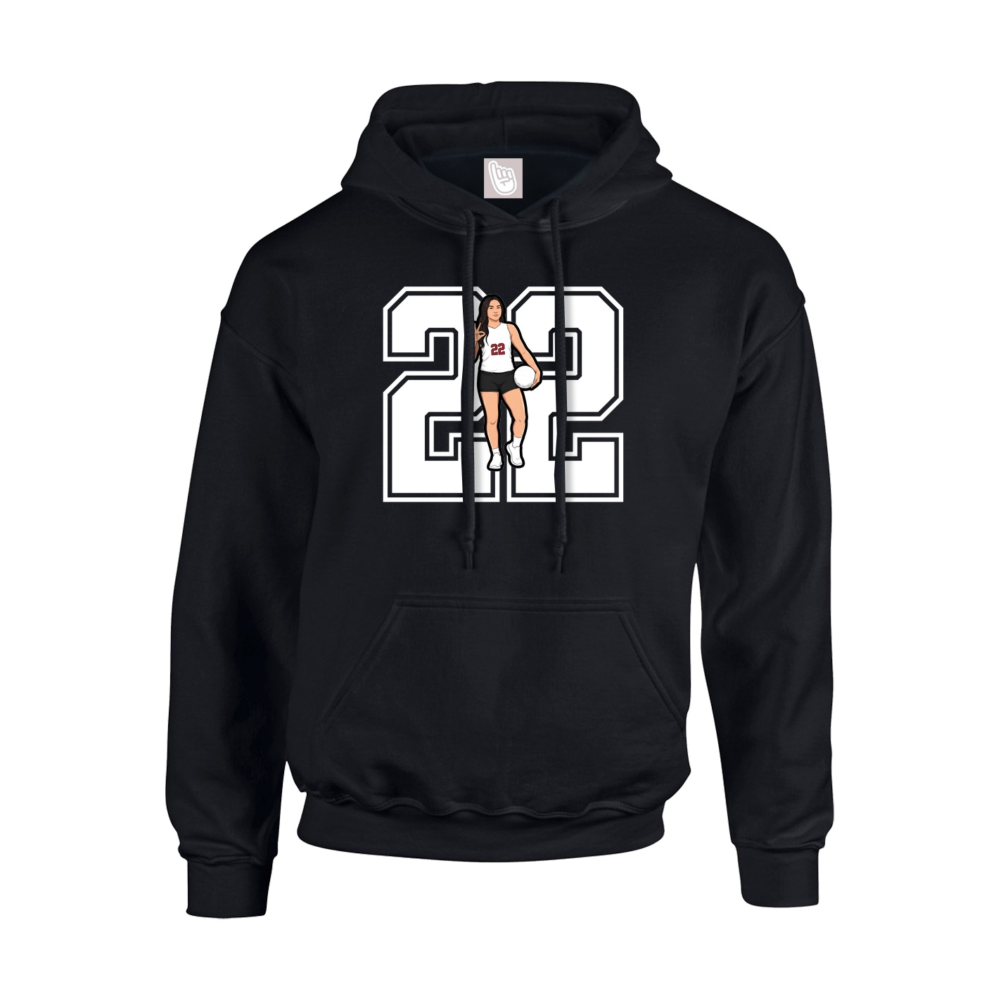 Youth Hoodie — Number in Black