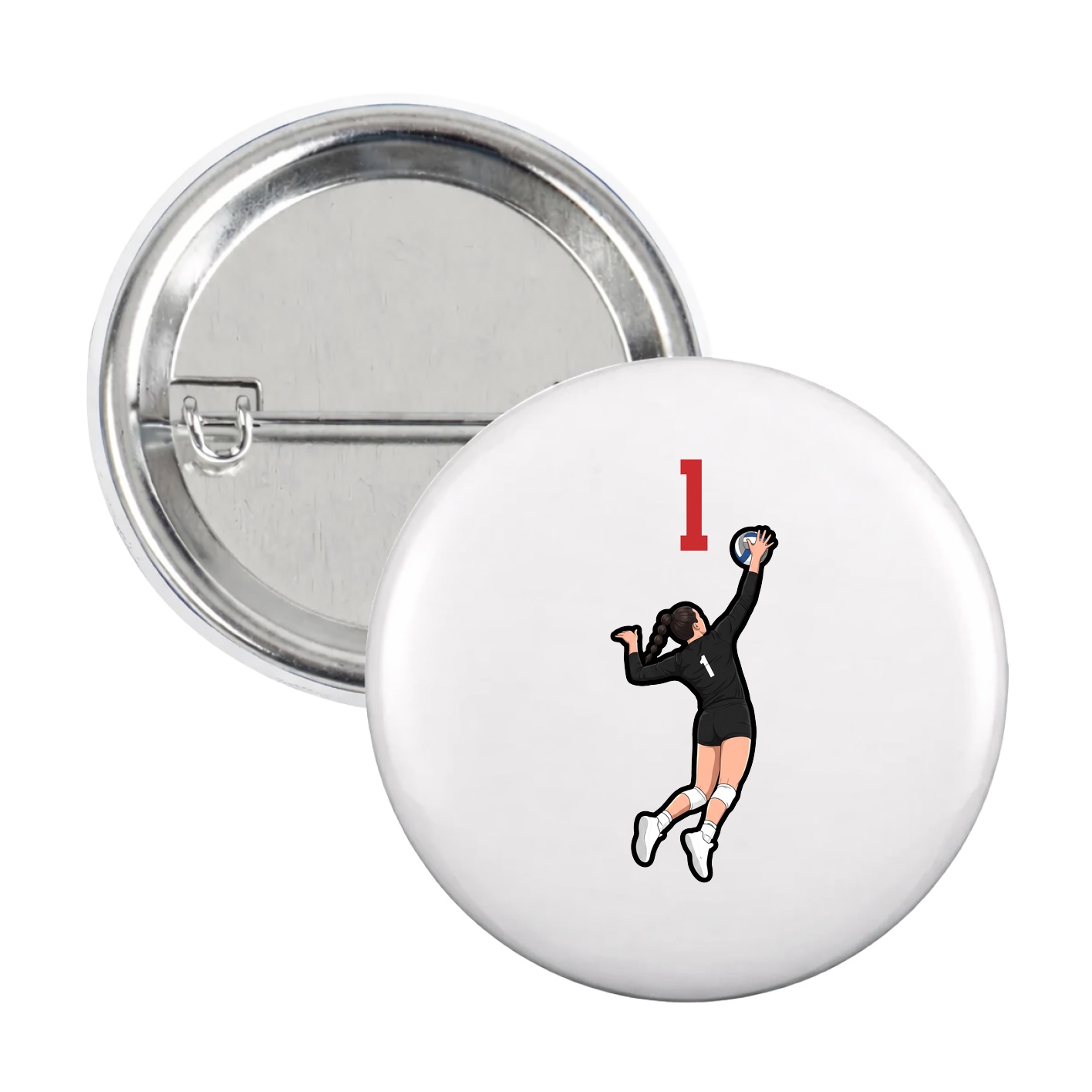 Game Day Button — Number Top in White