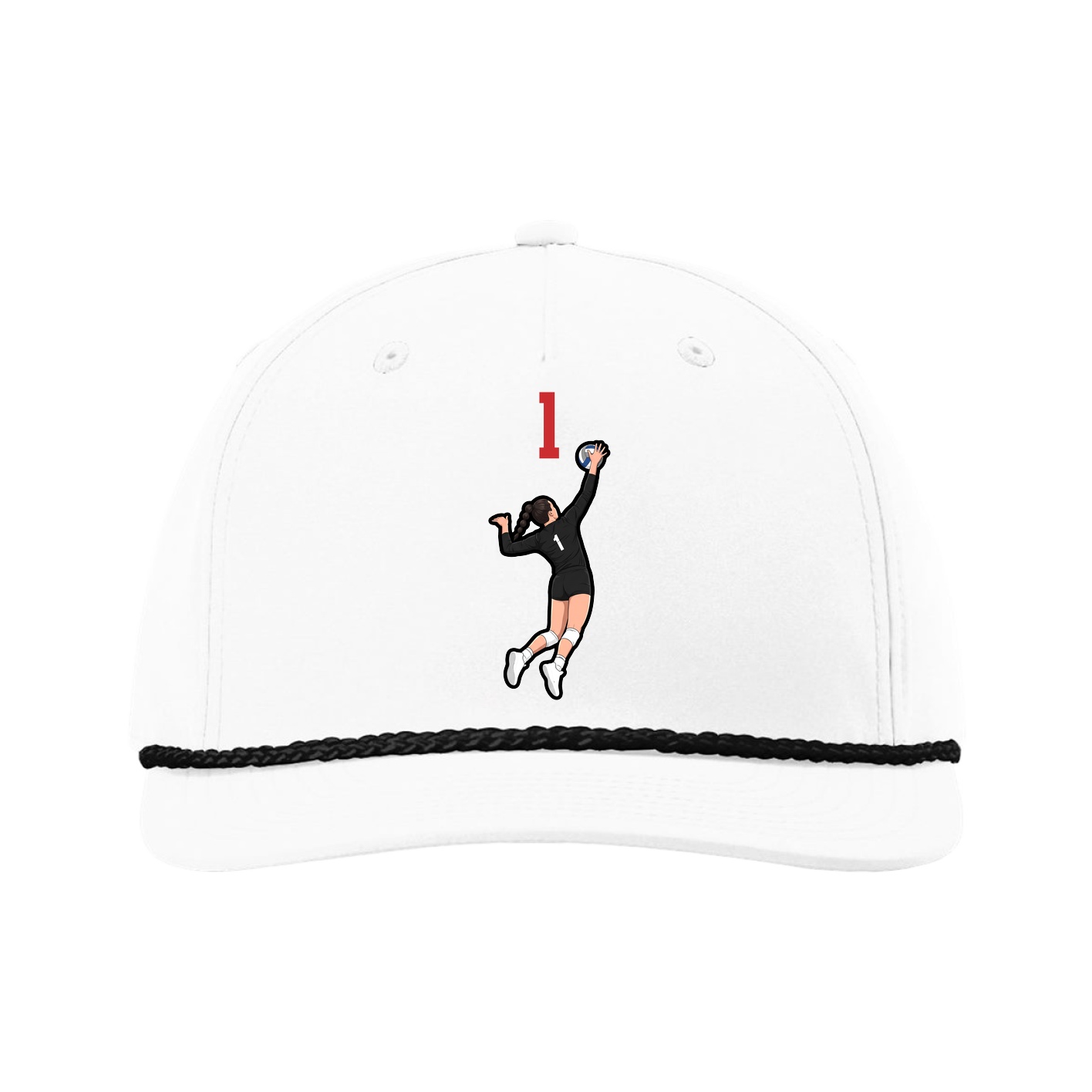 Five-Panel Classic Rope Cap — Number Top in White