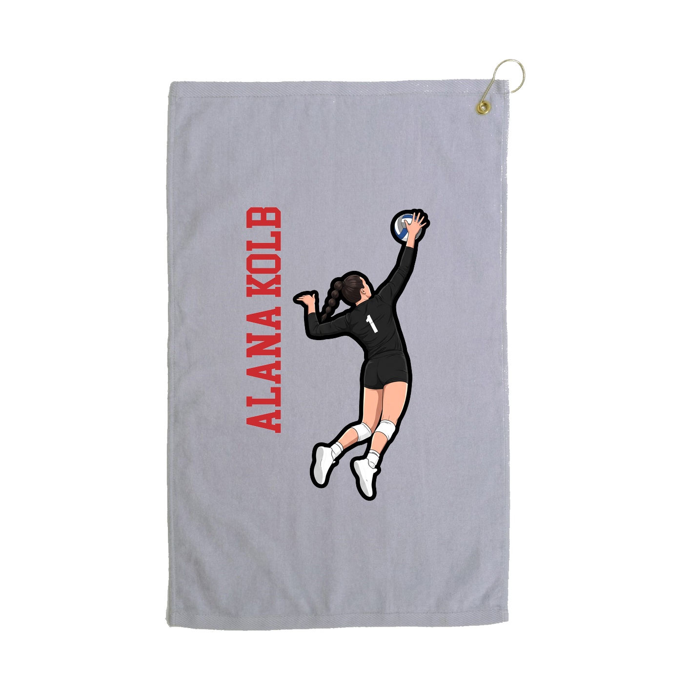 Golf Towel — Name Vertical in Grey