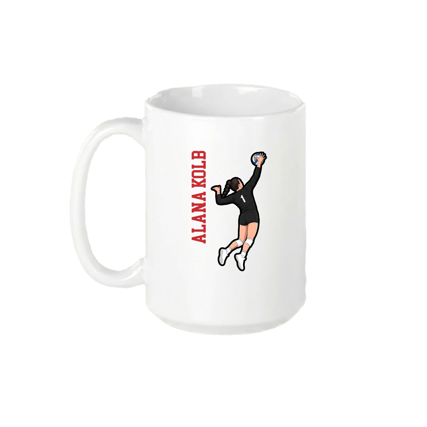 15oz Coffee Mug — Name Vertical in White