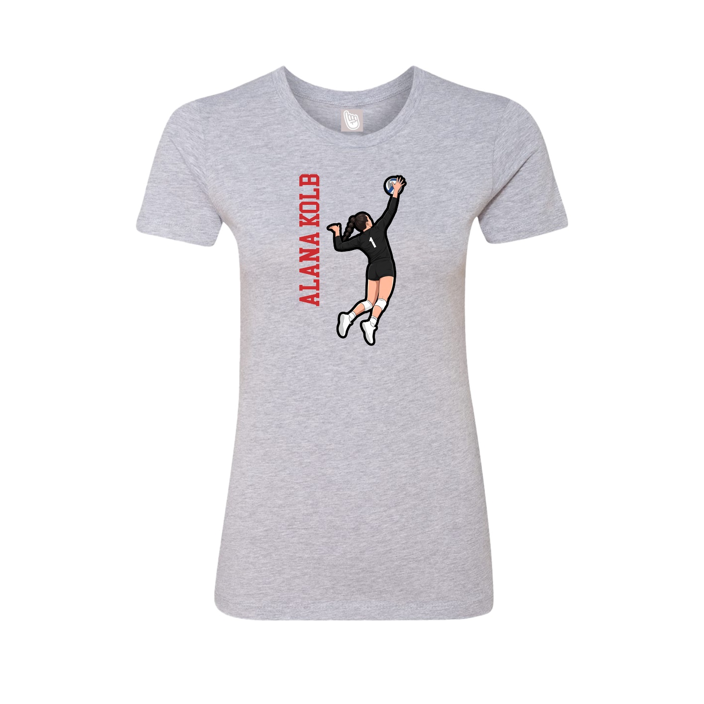 Fitted Women's Tee — Name Vertical in Grey