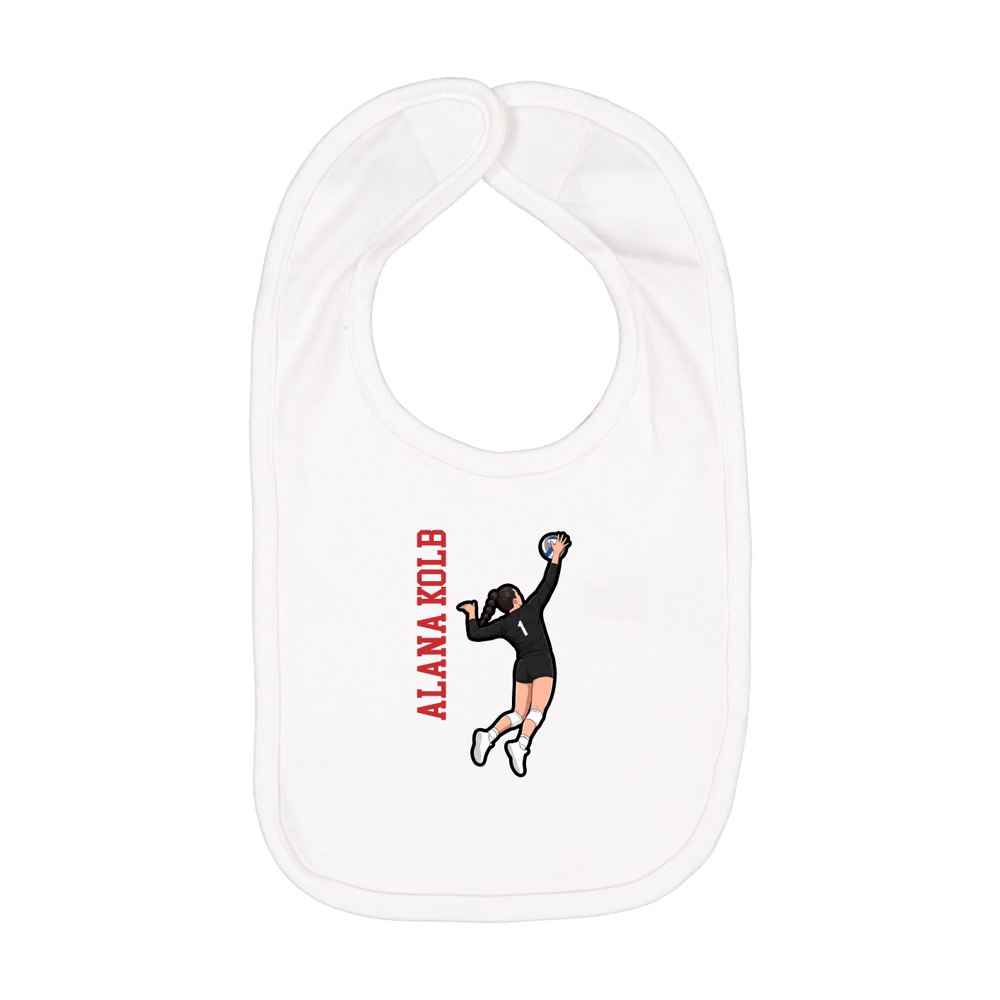 Infant Bib — Name Vertical in White