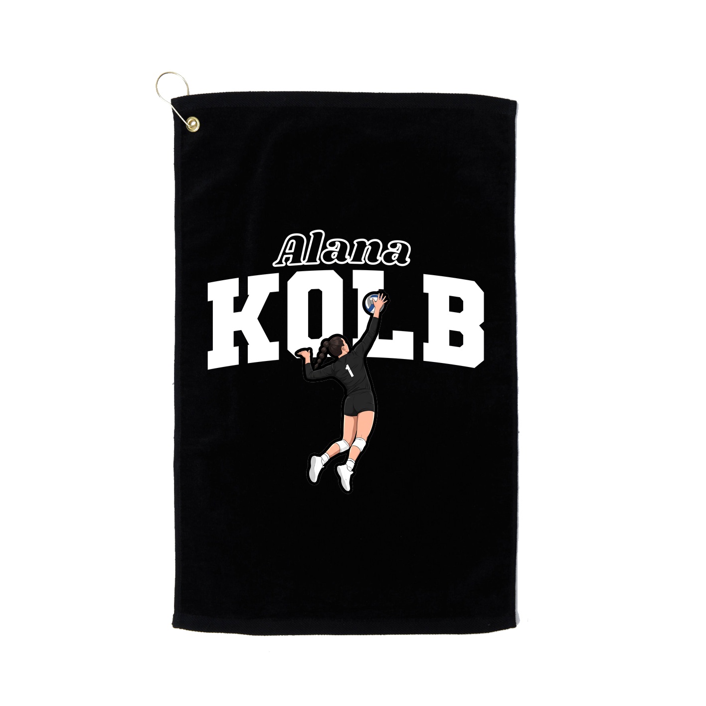 Golf Towel — Name Arch in Black