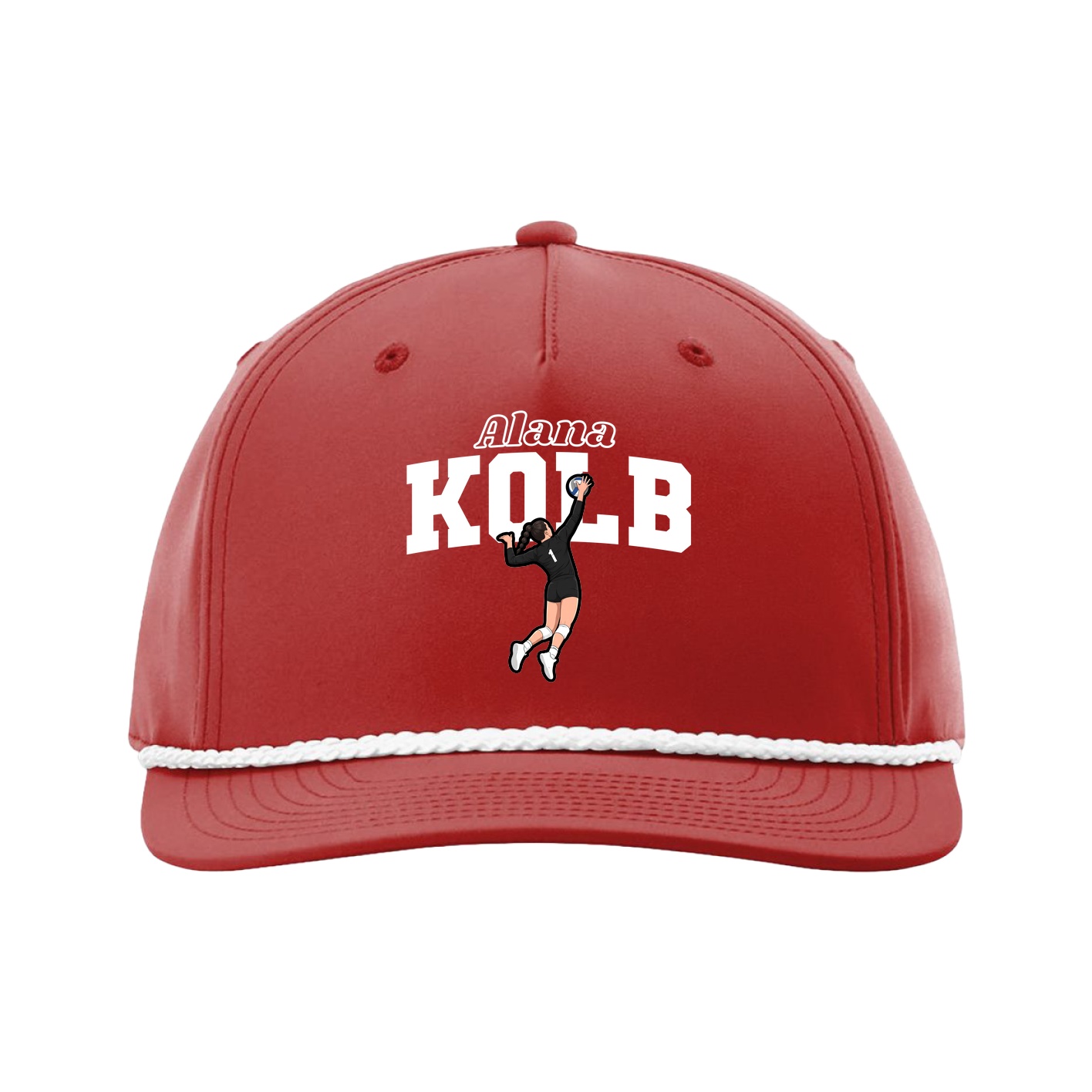 Five-Panel Classic Rope Cap — Name Arch in Red