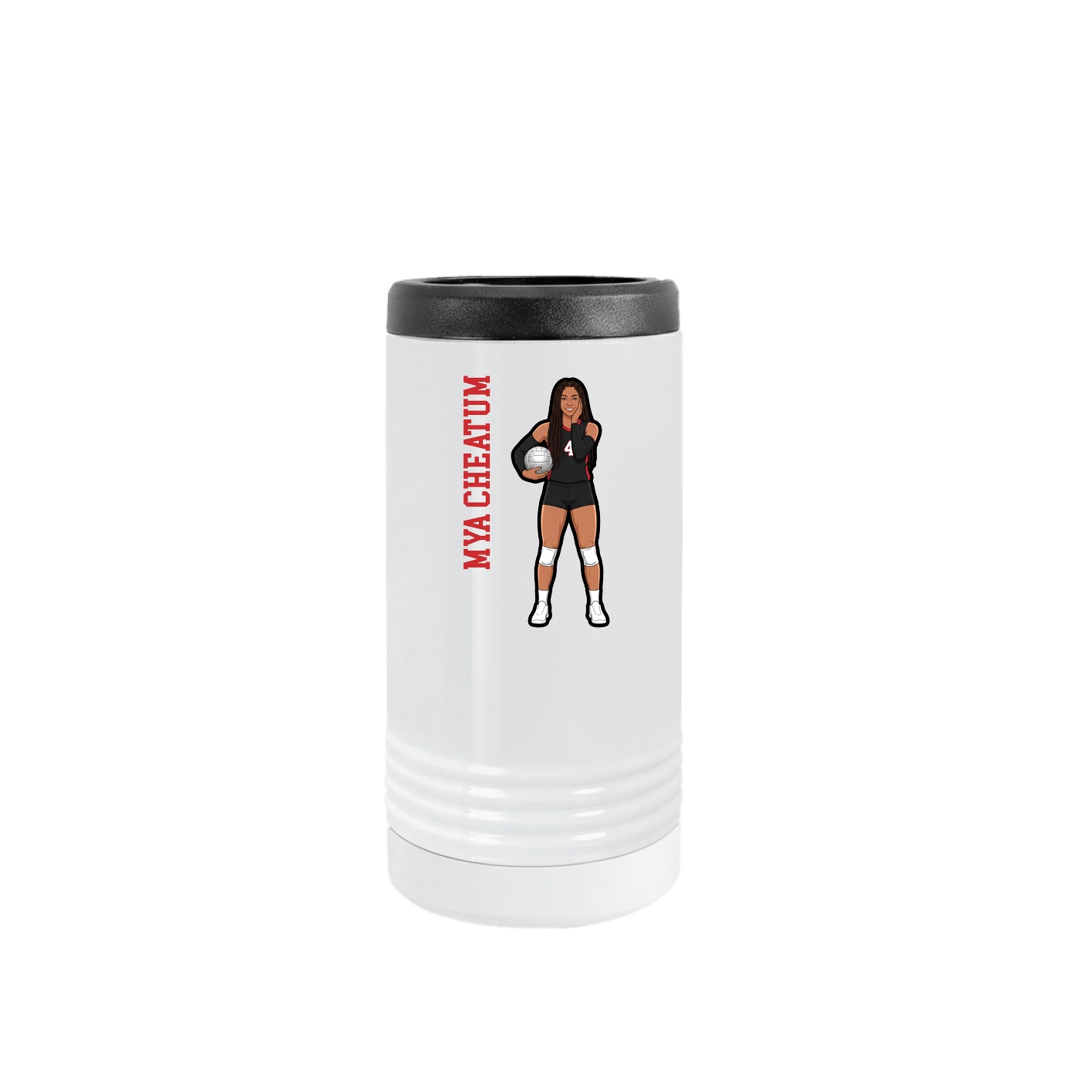 Slim Beverage Holder — Name Vertical in White