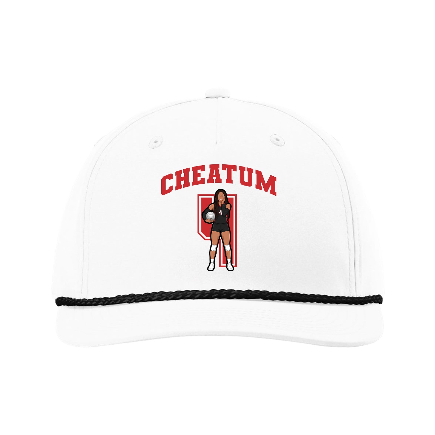 Five-Panel Classic Rope Cap — Number in White