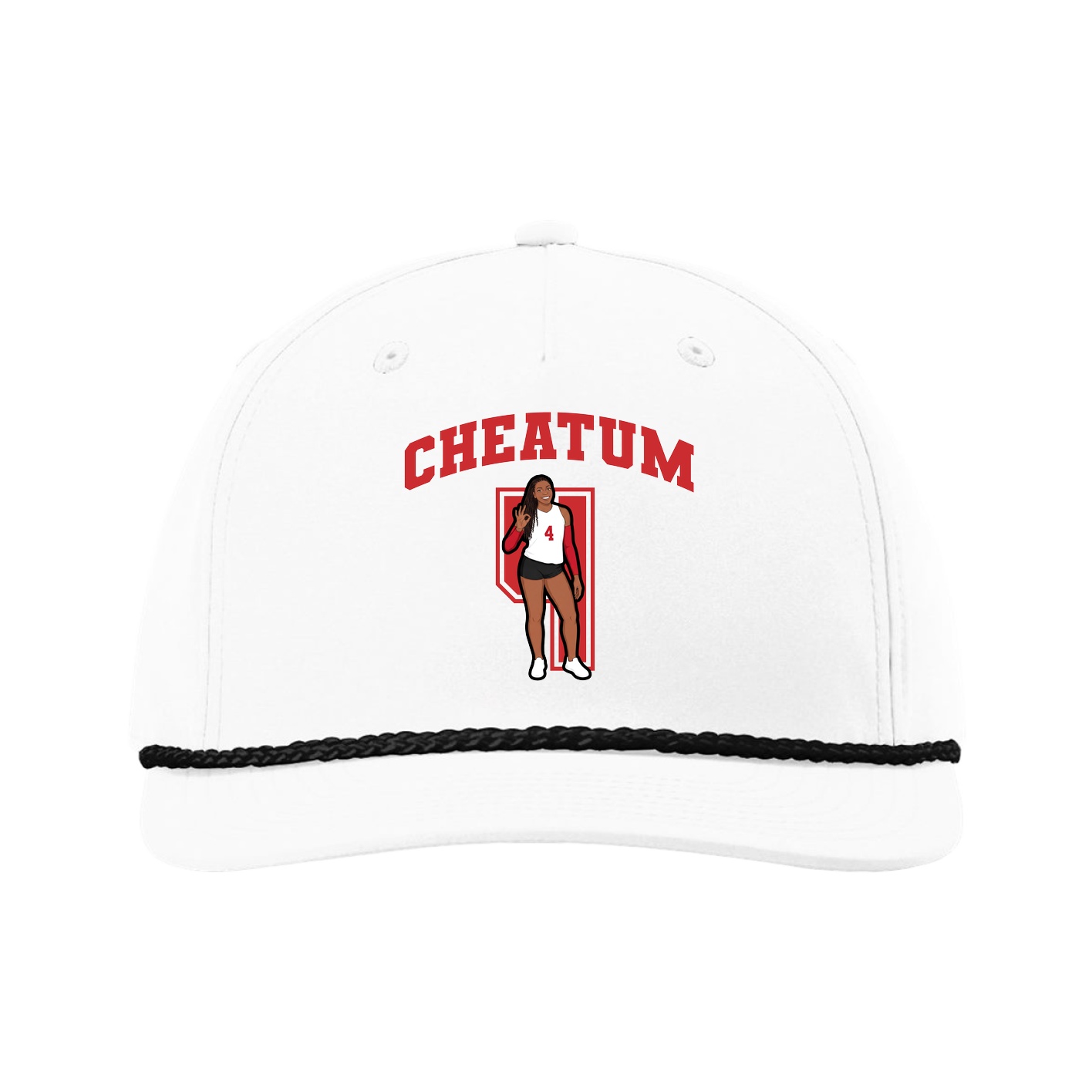 Five-Panel Classic Rope Cap — Number in White