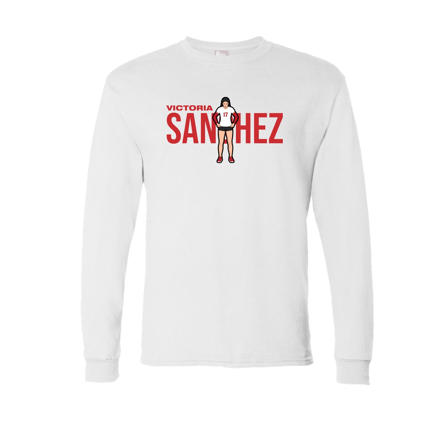Long Sleeve Tee — Player Name in White