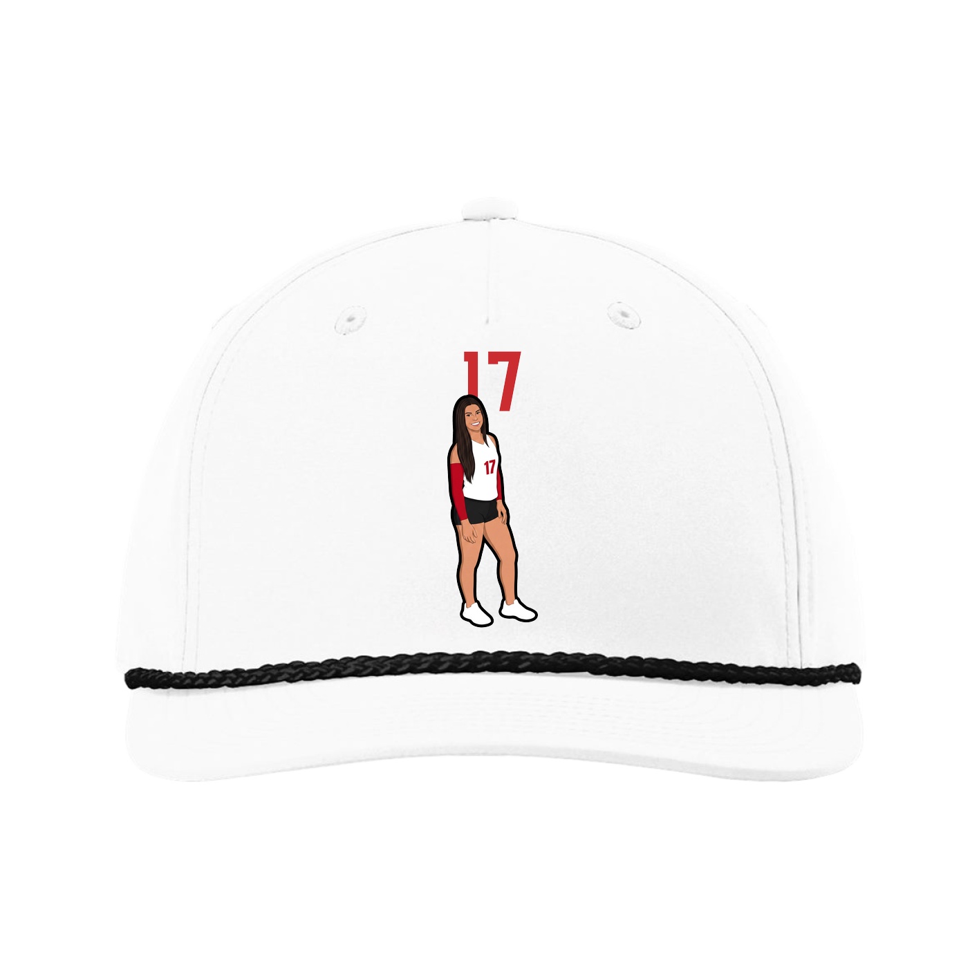 Five-Panel Classic Rope Cap — Number Top in White