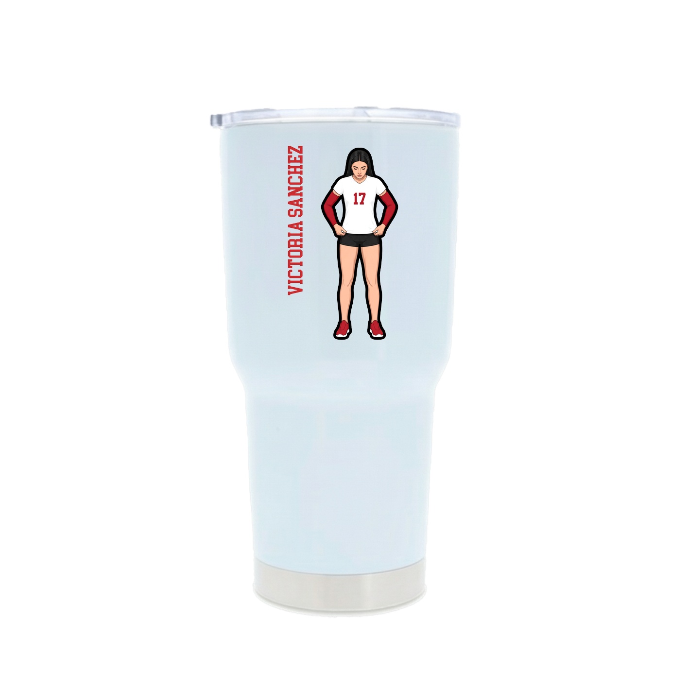 30oz Stainless Steel Tumbler — Name Vertical in White