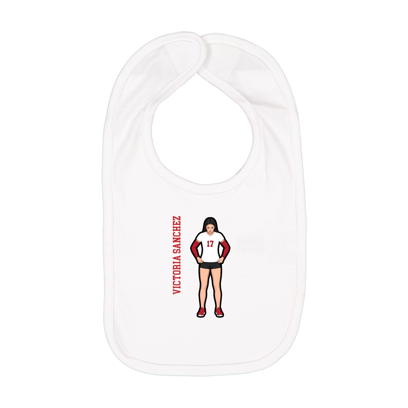 Infant Bib — Name Vertical in White