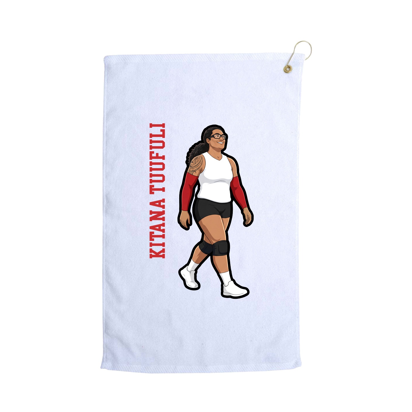 Golf Towel — Name Vertical in White