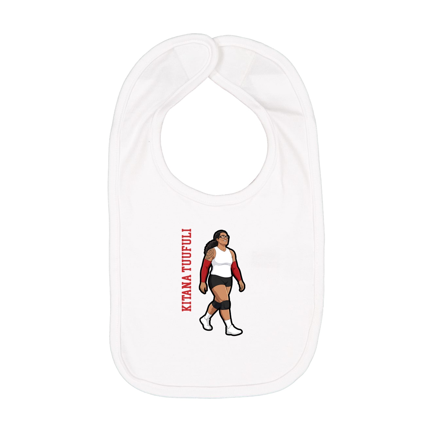 Infant Bib — Name Vertical in White