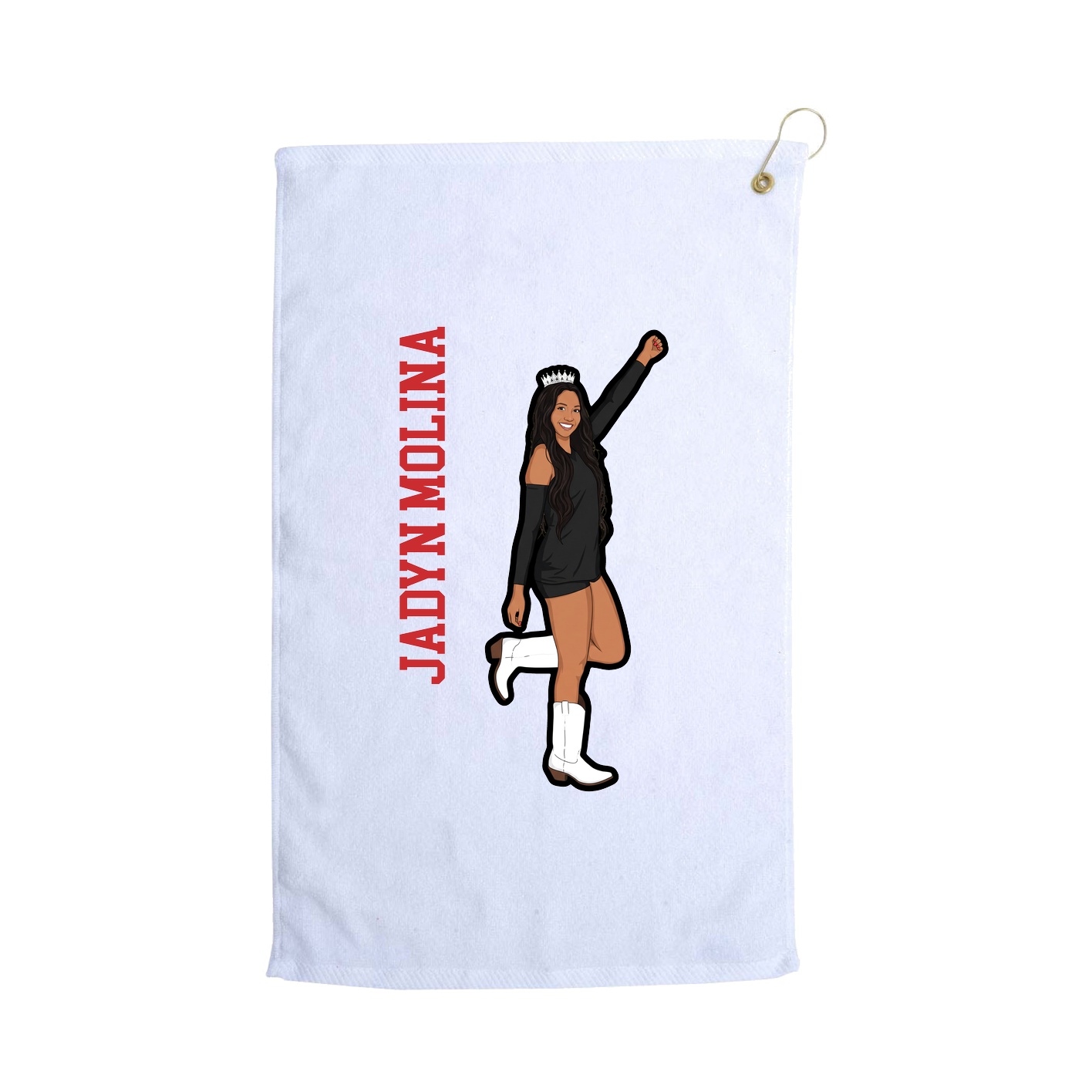 Golf Towel — Name Vertical in White