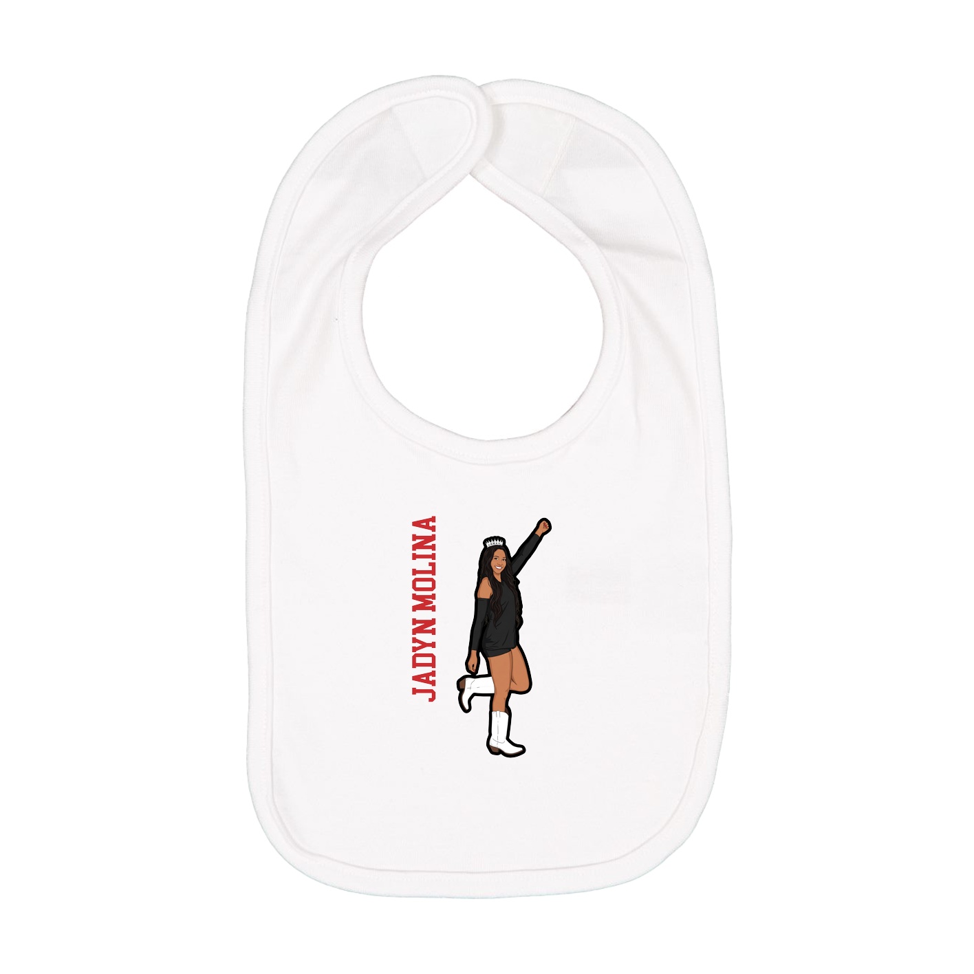 Infant Bib — Name Vertical in White