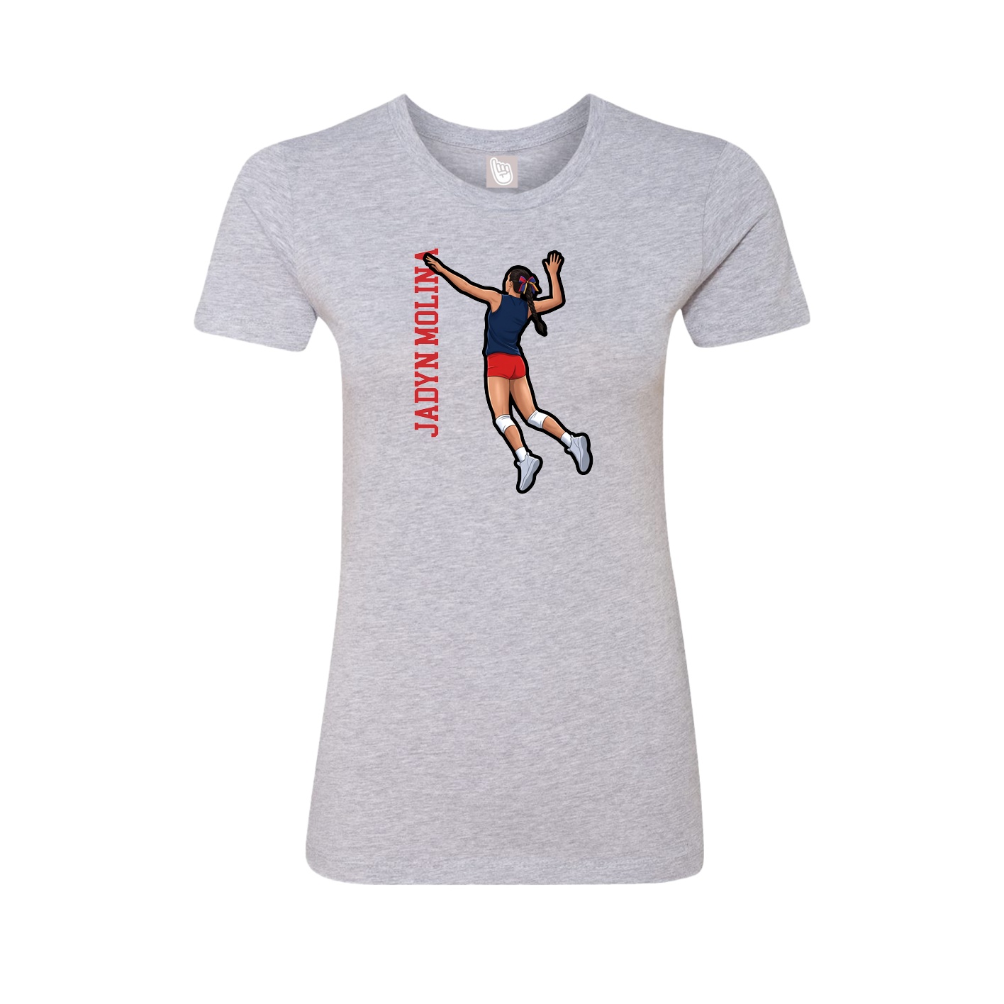 Fitted Women's Tee — Name Vertical in Grey
