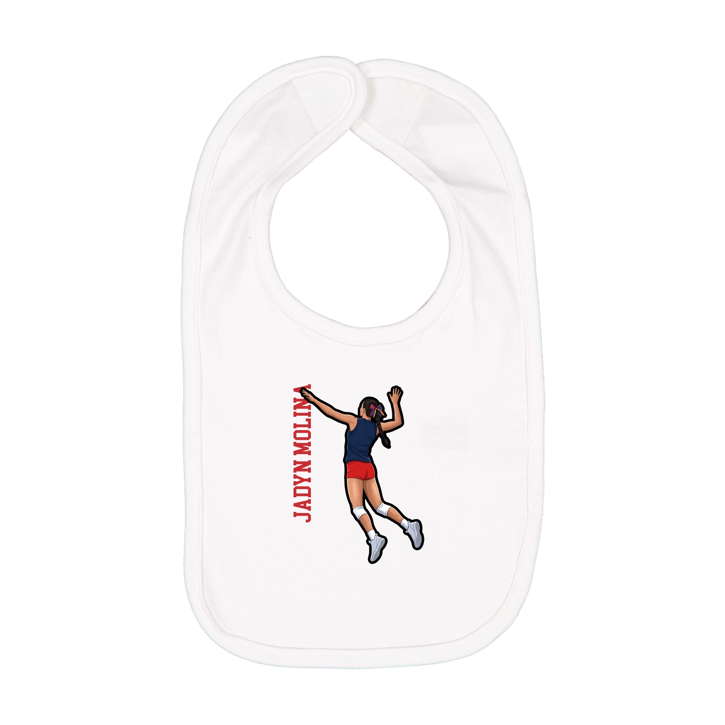 Infant Bib — Name Vertical in White