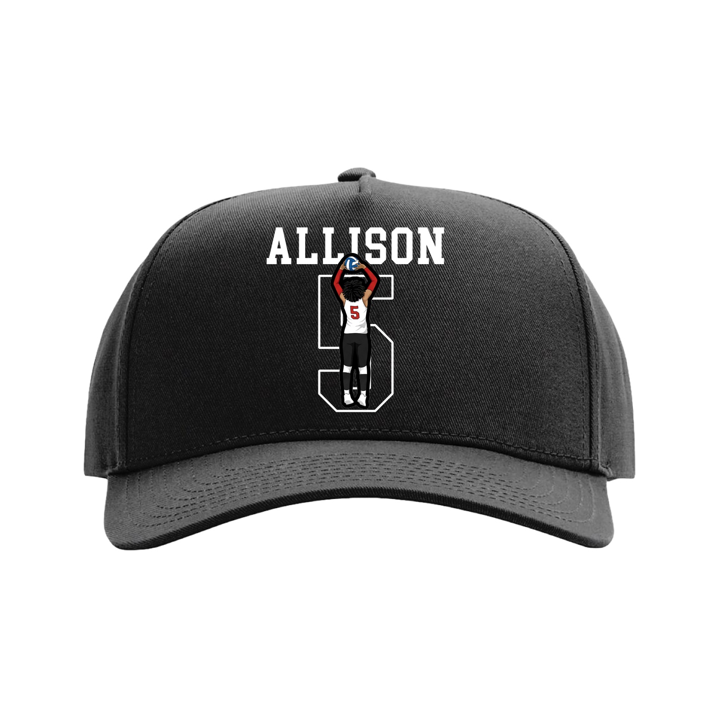 Full Fabric Five-Panel Champ Cap — Shirsey in Black