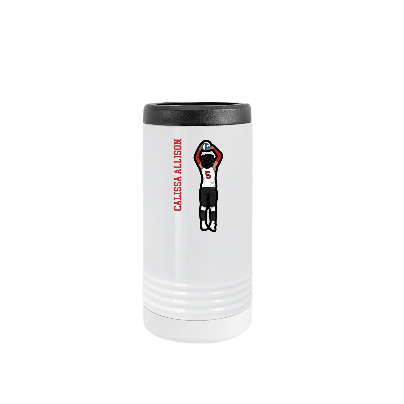Slim Beverage Holder — Name Vertical in White
