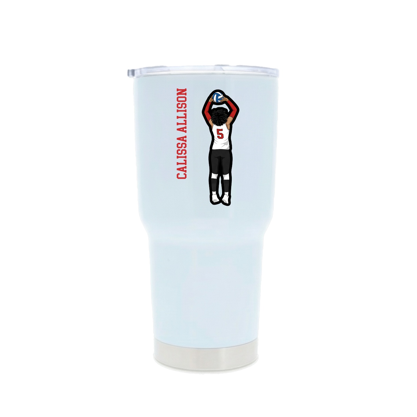 30oz Stainless Steel Tumbler — Name Vertical in White