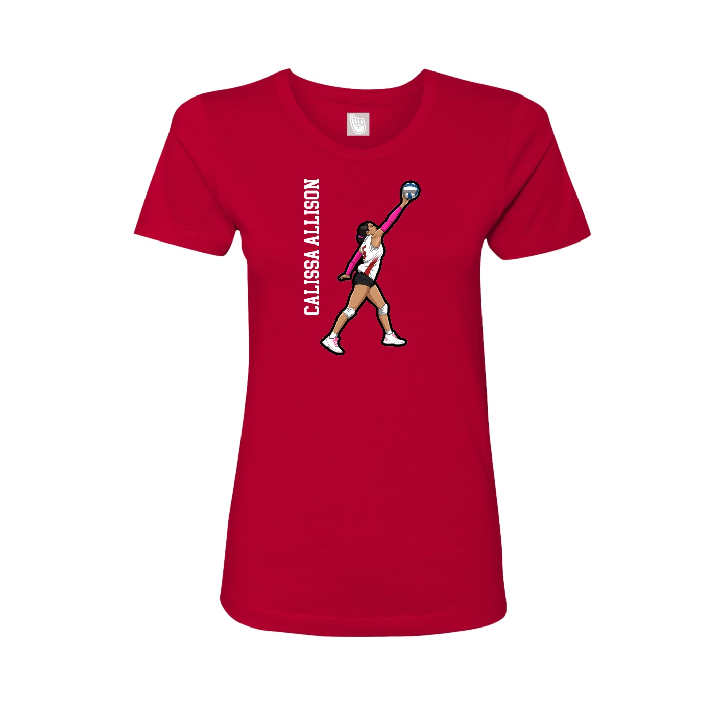 Fitted Women's Tee — Name Vertical in Red