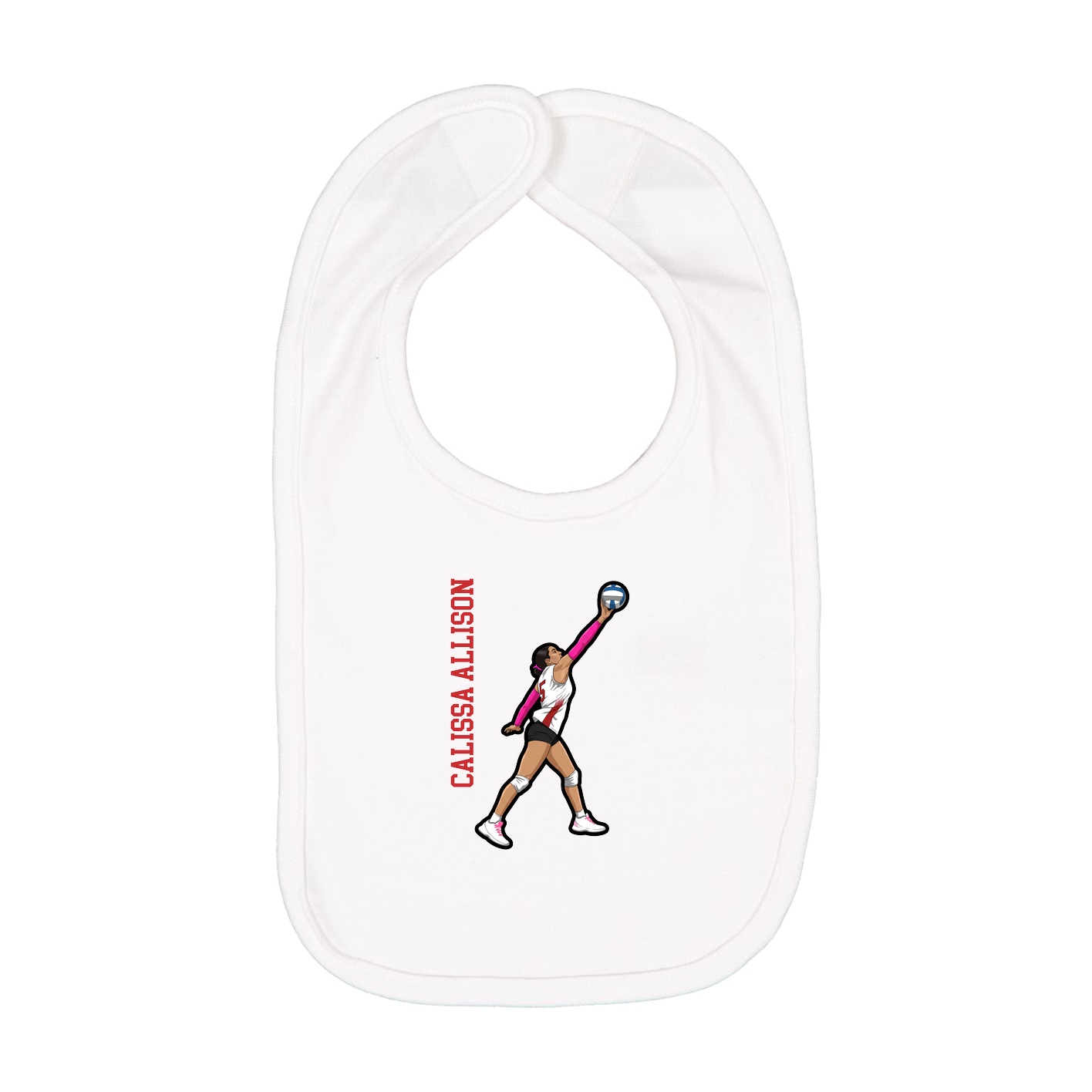 Infant Bib — Name Vertical in White