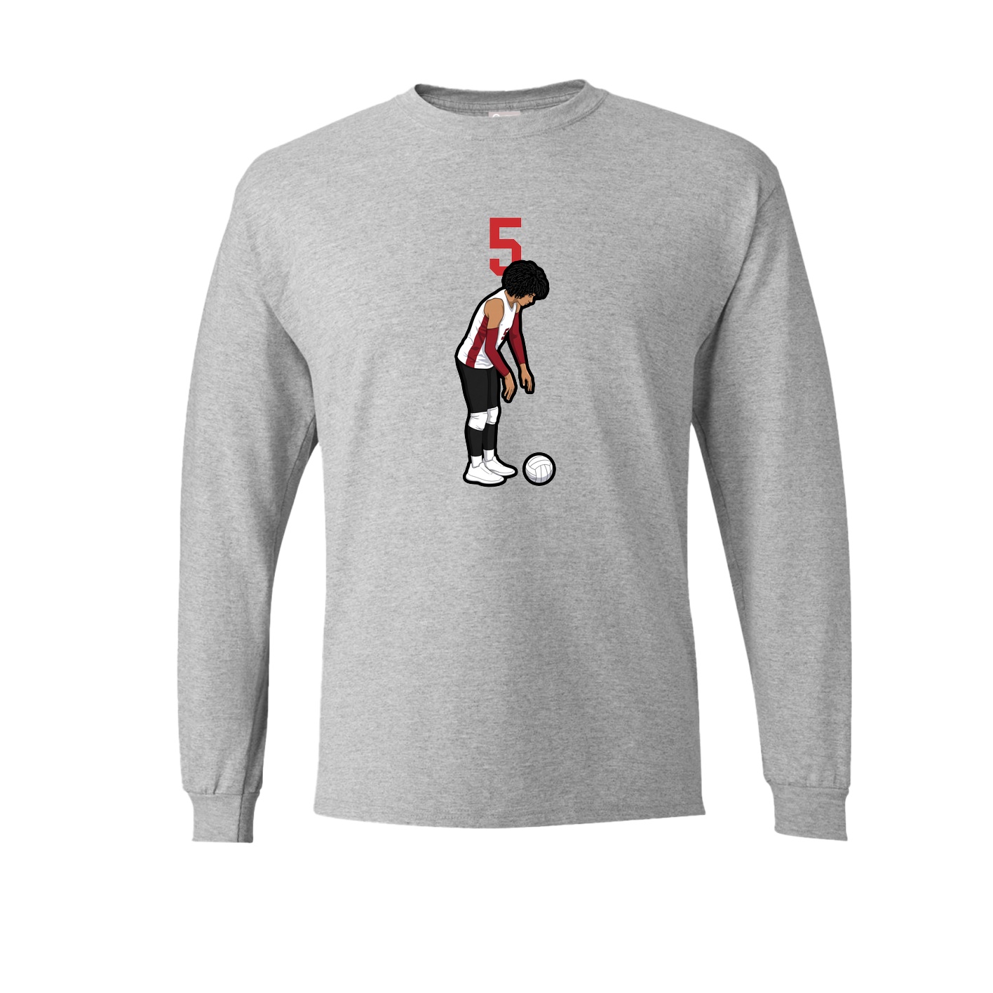 Long Sleeve Tee — Number Top in Grey