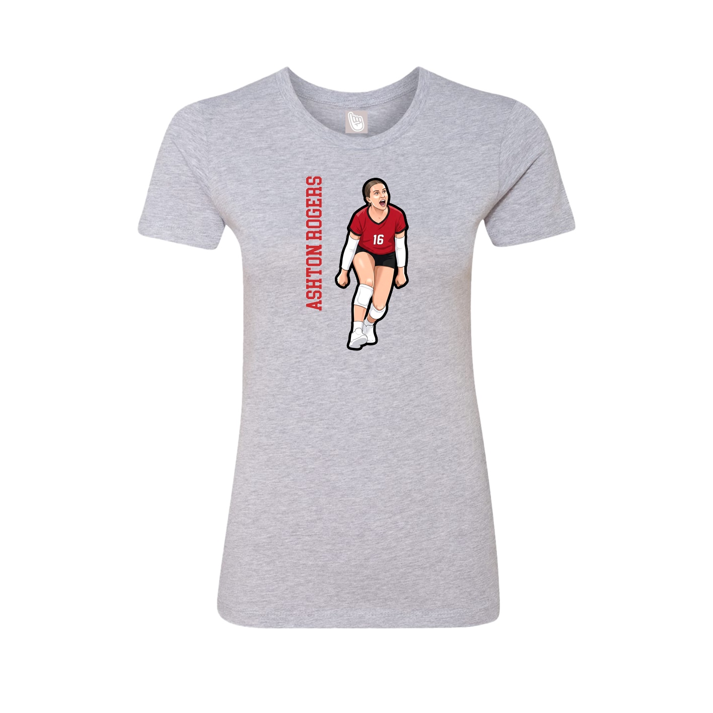 Womens Tee — Name Vertical in Grey